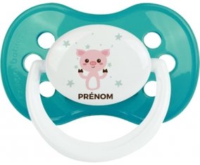 Cochon + prénom : Turquoise classique embout anatomique