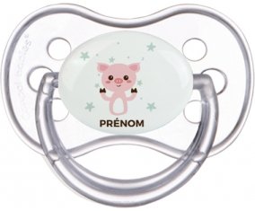 Cochon + prénom : Transparente classique embout anatomique