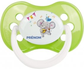 Éléphant party + prénom : Vert classique embout anatomique