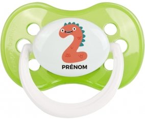 Deux ans anniversaire style 1 + prénom : Vert classique embout anatomique