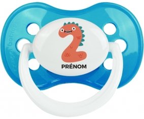 Deux ans anniversaire style 1 + prénom : Cyan classique embout anatomique