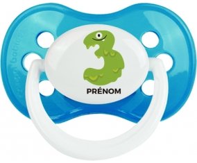 Trois ans anniversaire style 1 + prénom : Cyan classique embout anatomique