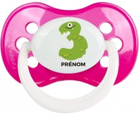 Trois ans anniversaire style 1 + prénom : Rose foncé classique embout anatomique