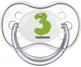 Trois ans anniversaire style 1 + prénom : Transparente classique embout anatomique