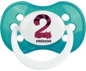 Deux ans anniversaire style 4 + prénom : Turquoise classique embout anatomique