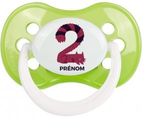 Deux ans anniversaire style 4 + prénom : Vert classique embout anatomique