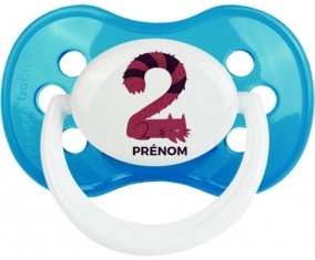 Deux ans anniversaire style 4 + prénom : Cyan classique embout anatomique