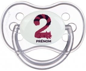 Deux ans anniversaire style 4 + prénom : Transparente classique embout anatomique