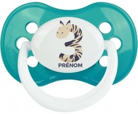 Trois ans anniversaire style 4 + prénom : Turquoise classique embout anatomique