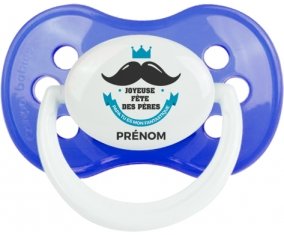 Joyeuse Fêtes des pères style 1 garçon + prénom : Bleu classique embout anatomique