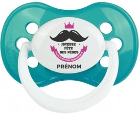 Joyeuse Fêtes des pères style 1 fille + prénom : Turquoise classique embout anatomique
