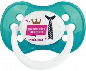 Joyeuse Fêtes des pères style 2 fille + prénom : Turquoise classique embout anatomique