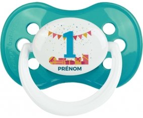 un an anniversaire style 6 + prénom : Turquoise classique embout anatomique