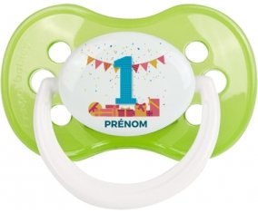 un an anniversaire style 6 + prénom : Vert classique embout anatomique