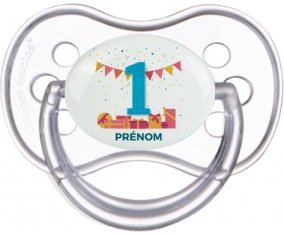 un an anniversaire style 6 + prénom : Transparente classique embout anatomique