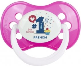 un an anniversaire style 7 + prénom : Rose classique embout anatomique