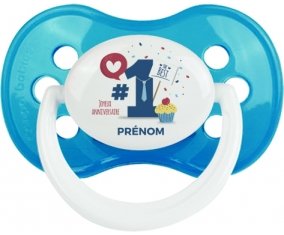 un an anniversaire style 7 + prénom : Cyan classique embout anatomique