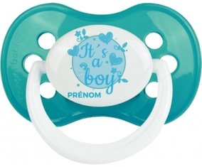 It's a boy + prénom : Turquoise classique embout anatomique