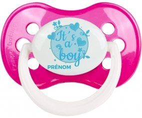 It's a boy + prénom : Rose foncé classique embout anatomique