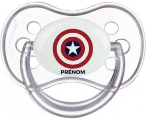 Captain america + prénom : Transparente classique embout anatomique