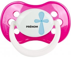 It's a boy croix bleue + prénom : Rose foncé classique embout anatomique