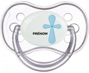 It's a boy croix bleue + prénom : Transparente classique embout anatomique
