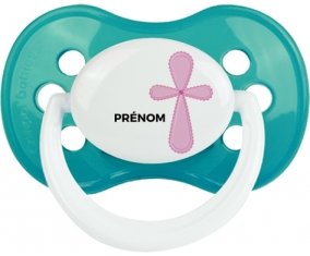 It's a girl croix rose + prénom : Turquoise classique embout anatomique