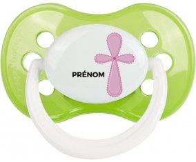It's a girl croix rose + prénom : Vert classique embout anatomique