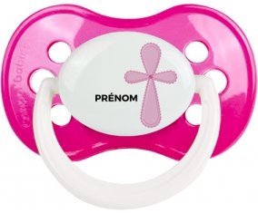 It's a girl croix rose + prénom : Rose foncé classique embout anatomique
