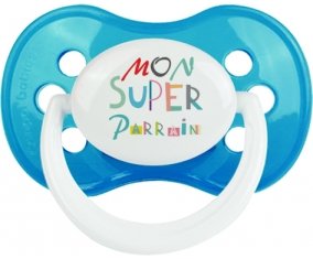 Mon super parrain + prénom : Cyan classique embout anatomique