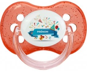 Joyeux anniversaire style 1 + prénom : Rouge à paillette embout cerise