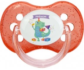 Joyeux anniversaire style 2 + prénom : Rouge à paillette embout cerise