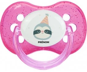 Paresseux anniversaire + prénom : Rose à paillette embout cerise