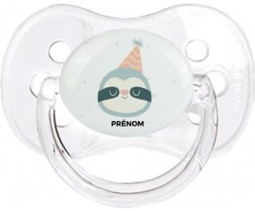 Paresseux anniversaire + prénom : Transparent classique embout cerise