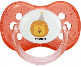 Lion anniversaire + prénom : Rouge à paillette embout cerise