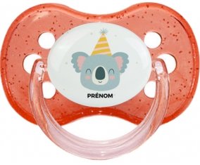 Koala anniversaire + prénom : Rouge à paillette embout cerise