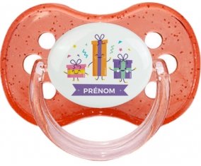 Cadeaux anniversaire style 1 + prénom : Rouge à paillette embout cerise