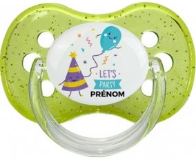 let's party anniversaire + prénom : Vert à paillette embout cerise