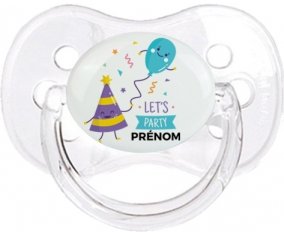 let's party anniversaire + prénom : Transparent classique embout cerise
