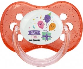Party time anniversaire + prénom : Rouge à paillette embout cerise