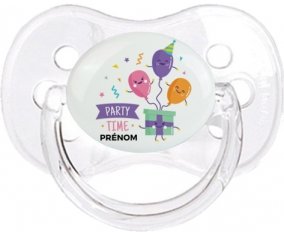 Party time anniversaire + prénom : Transparent classique embout cerise