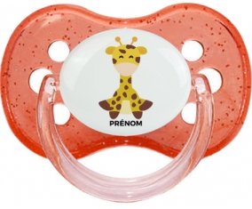 Girafe style 4 + prénom : Rouge à paillette embout cerise