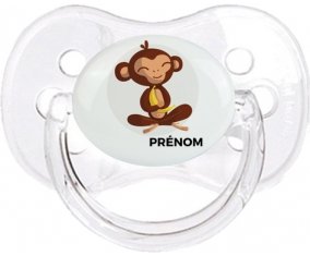 Singe style 3 + prénom : Transparent classique embout cerise