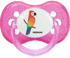 Perroquet + prénom : Rose à paillette embout cerise
