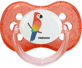Perroquet + prénom : Rouge à paillette embout cerise