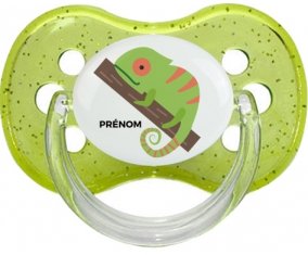 Camelion + prénom : Vert à paillette embout cerise