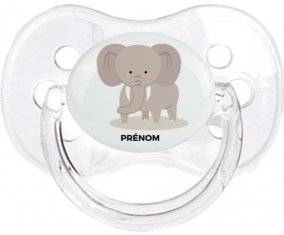 Éléphant style 5 + prénom : Transparent classique embout cerise
