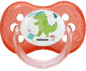 Croco + prénom : Rouge à paillette embout cerise