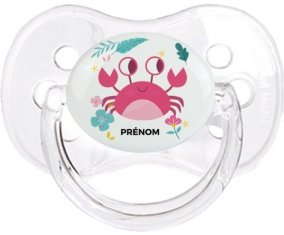 Crabe + prénom : Transparent classique embout cerise