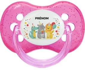 Fête d'anniversaire + prénom : Rose à paillette embout cerise